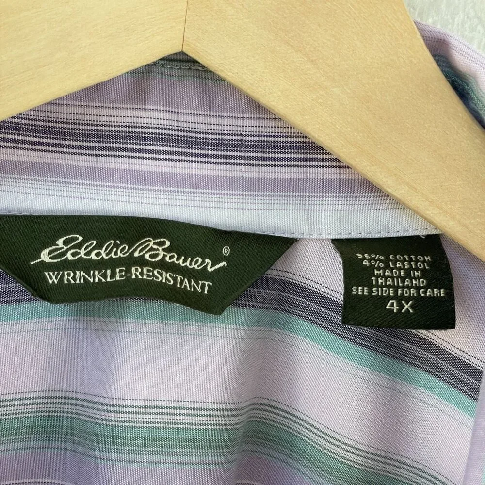 Eddie Bauer Womens Plus 4X Wrinkle Resistant Button Up Shirt Striped Long Sleeve - Picture 3 of 8